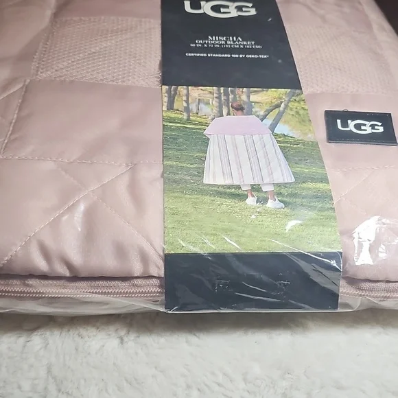 UGG Mischa Quilted Outdoor Blanket in Rosewater Stripe - Picture 6 of 6
